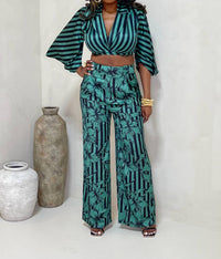 Balboa - Lovely One Satin Striped Pant Set