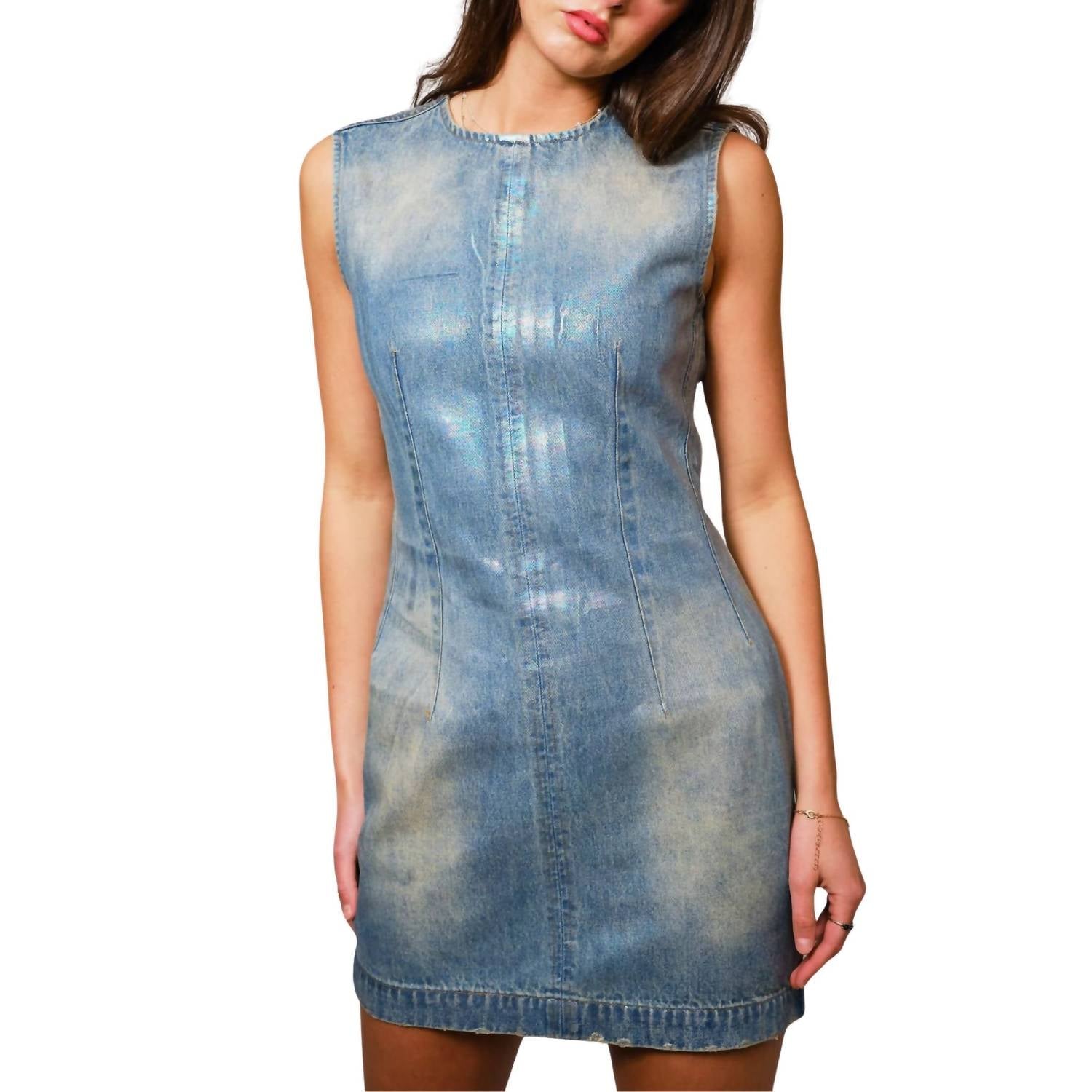 Blue B - Dirty Halo Coated Denim Mini Dress