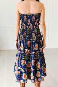 Lucky & Blessed - Western Print Smocked Maxi Dress