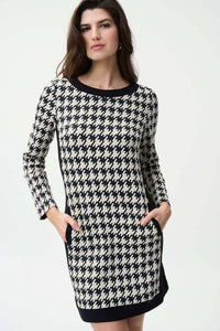Joseph Ribkoff Herringbone Dress in black white - women's dress