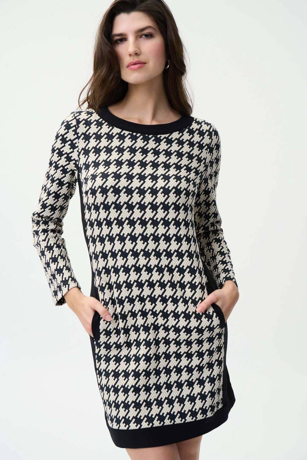 Joseph Ribkoff Herringbone Dress in black white - women's dress