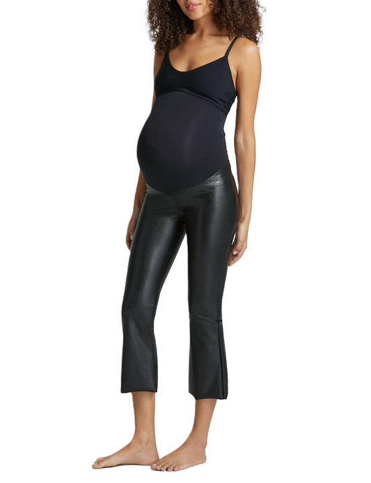 Commando - Faux Leather Maternity Cropped Flare Legging