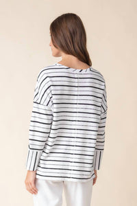 Habitat - Weekend Terry Striped Boxy Crew Neck Pullover Top