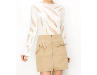 INA Fashion Distressed Long Sleeve Knit Top in ivory - women's long sleeve top
