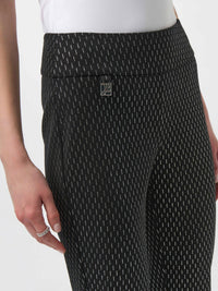 Joseph Ribkoff Foiled Heavy Knit Slim Fit Pant in black silver - women's pants - alternate view