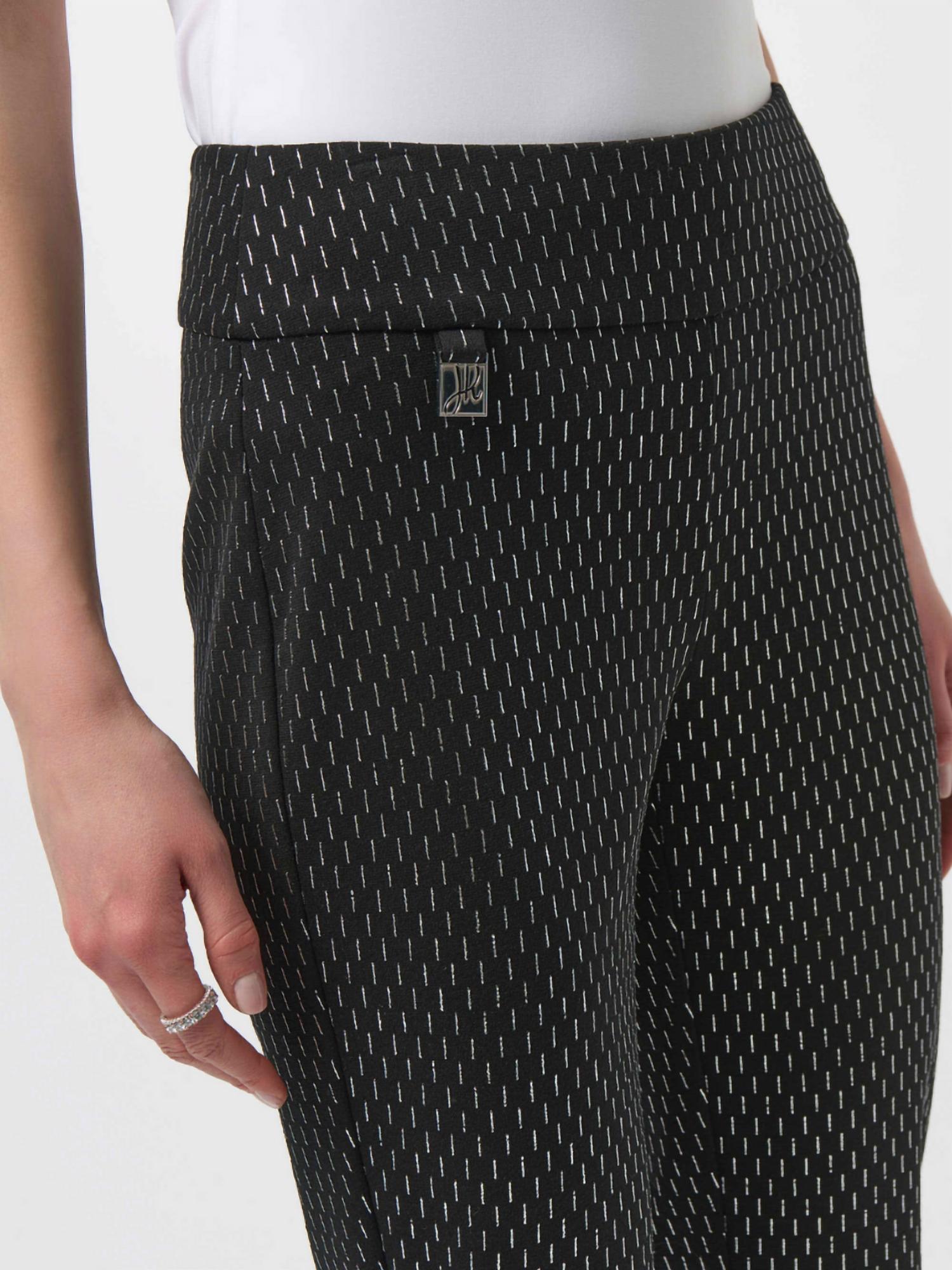 Joseph Ribkoff Foiled Heavy Knit Slim Fit Pant in black silver - women's pants - alternate view
