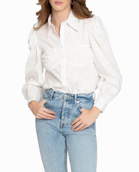 Nicole Miller - Cotton Poplin Button Down Top