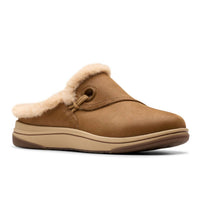 Clarks Women's Breeze Myth Clog in dark tan - women's shoe - detail view