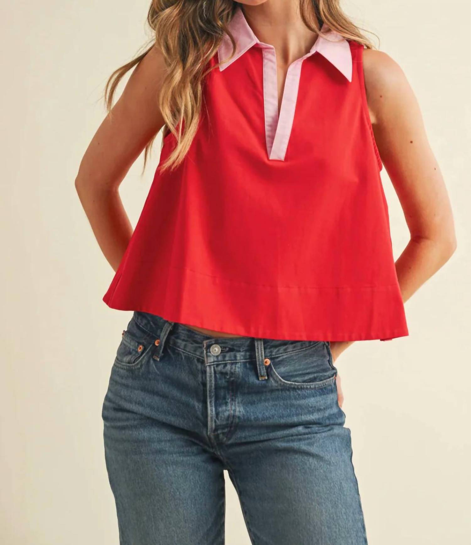 Tcec - Relaxed Cotton Poplin Collar Top