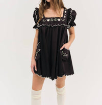 for Love & Lemons Tea Time Baby Doll Dress in black - women's dress - detail view