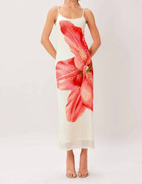 Flying Tomato - Flower Mesh Cami Midi Dress