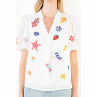 Thml - Short Sleeve Embroidery Detail Top