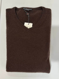 Alashan Cashmere Men's Cashmere V-neck Pullover Sweater in mocha - men's sweater