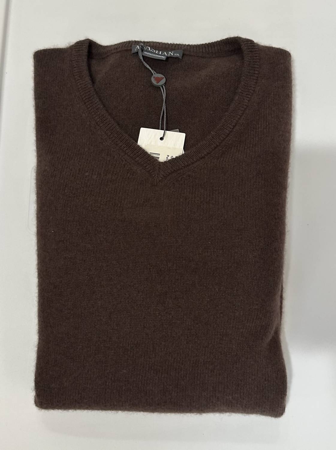 Alashan Cashmere Men's Cashmere V-neck Pullover Sweater in mocha - men's sweater