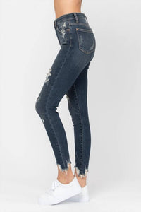 Judy Blue - Destroyed Hem Skinny Jeans
