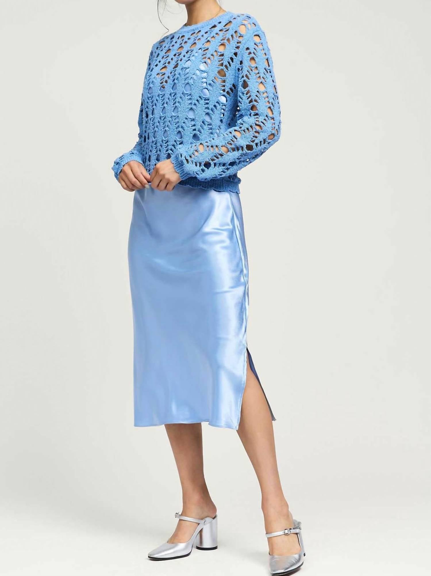 Current Air - Pointelle Sweater Satin Dress Set