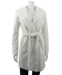 Monoreno - Hooded Shawl Collar Wrap Coat