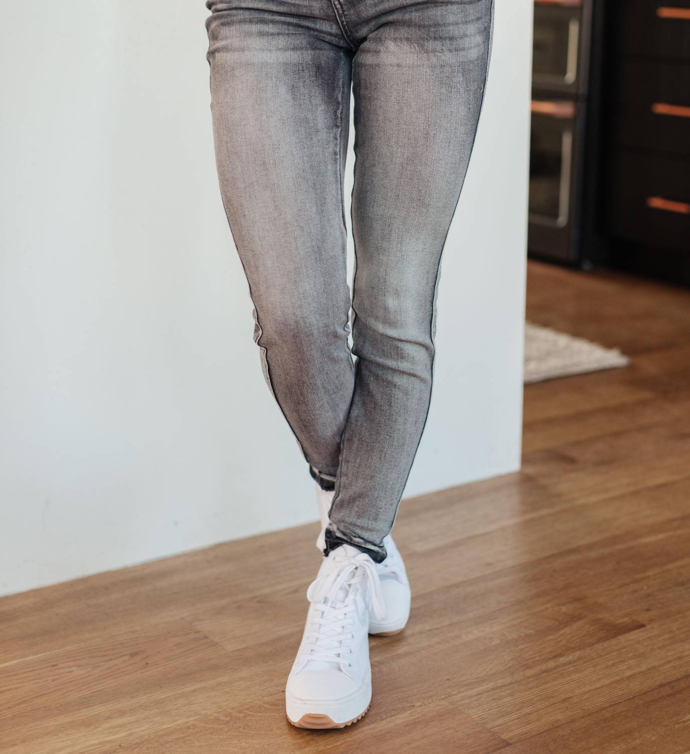 Judy Blue High Waist Tummy Control Release Hem Skinny Jeans in washed out gray - women's jeans
