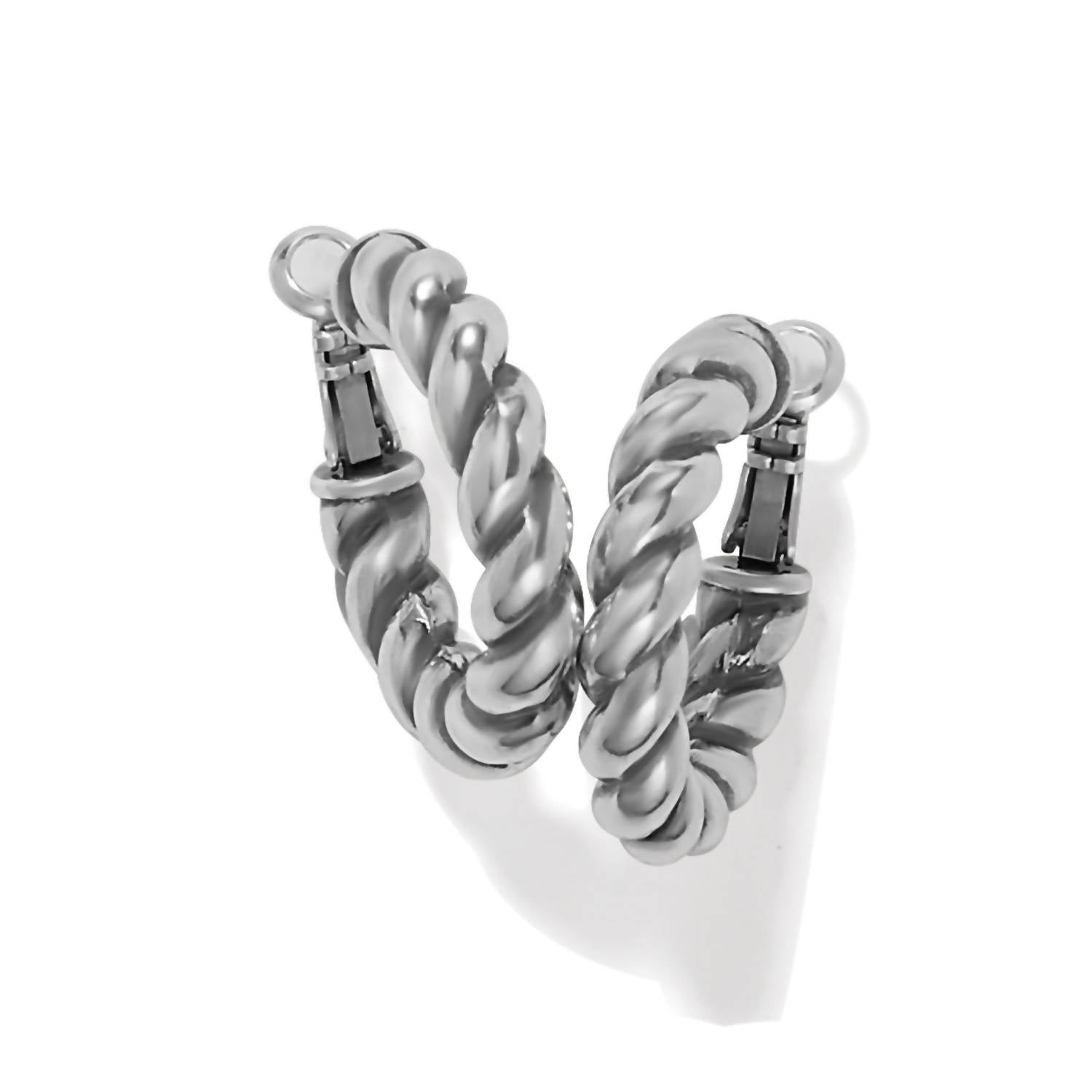 Brighton - Women's Interlok Twist Medium Leverback Hoop Earrings