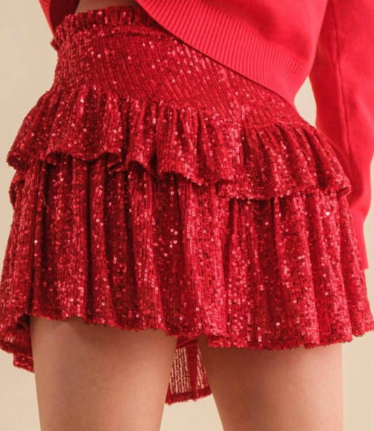 Mainstrip - Coco Sequin Ruffle Mini Skort