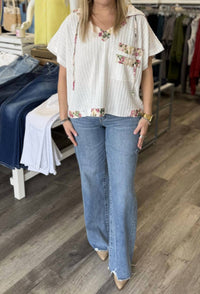 FLYING MONKEY Women's High Rise Slant Side Seam Vintage Flare Jeans in blue - women's jeans - view 4