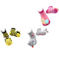 Liventi Inc. Kids Boogie Toes Rattle Socks - Set Of 3 in bumblebee mouse baby snail - kids' accessory - detail view
