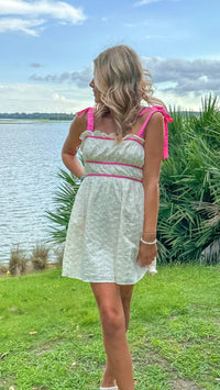 Baby Pink - Enchanted Floral Embroidered Mini Dress