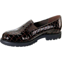 David Tate Women's Pearl Leather Loafers in brown croco - women's flats - detail view