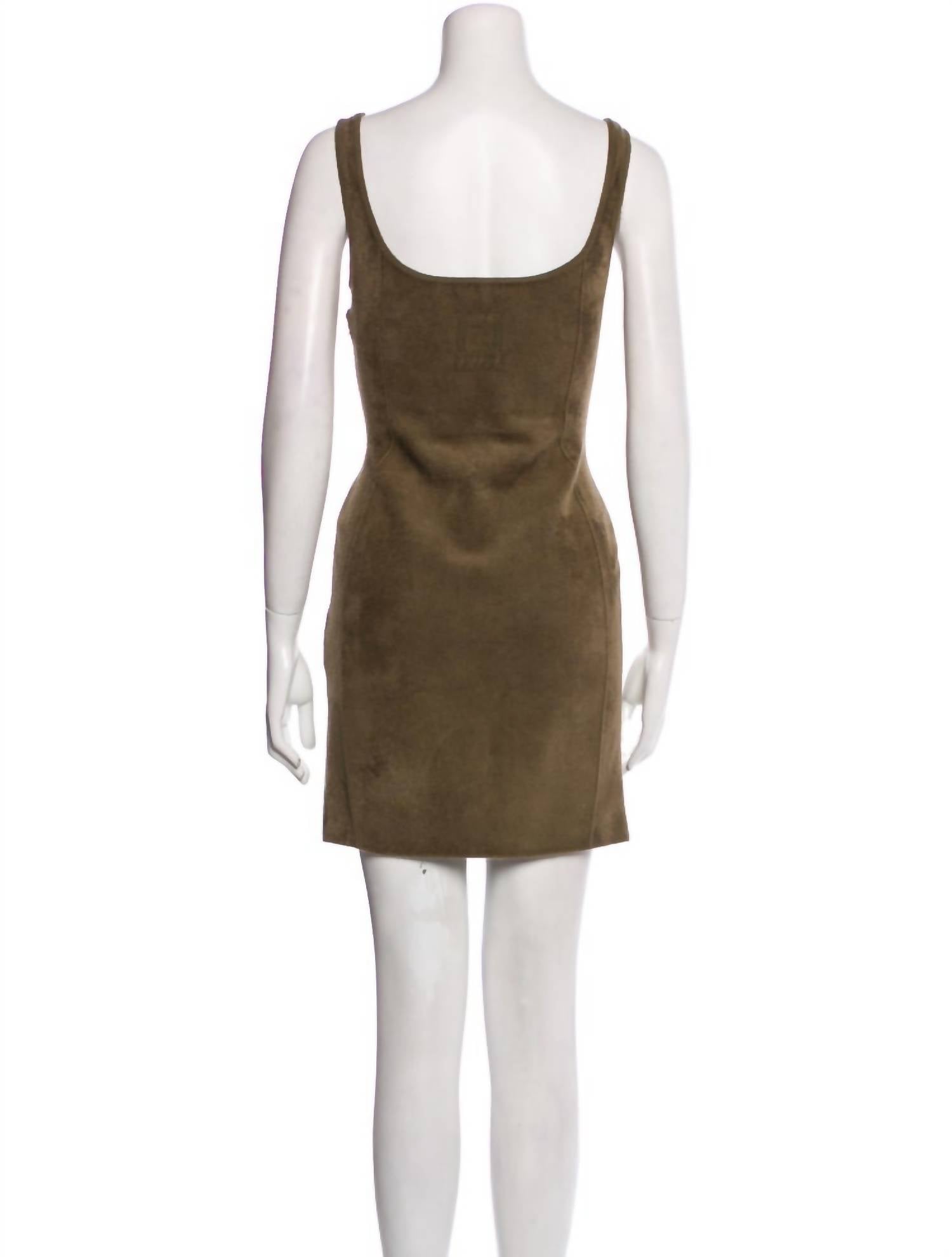 Fendi Velvet Scoop Neck Mini Dress in green - women's dress - view 5