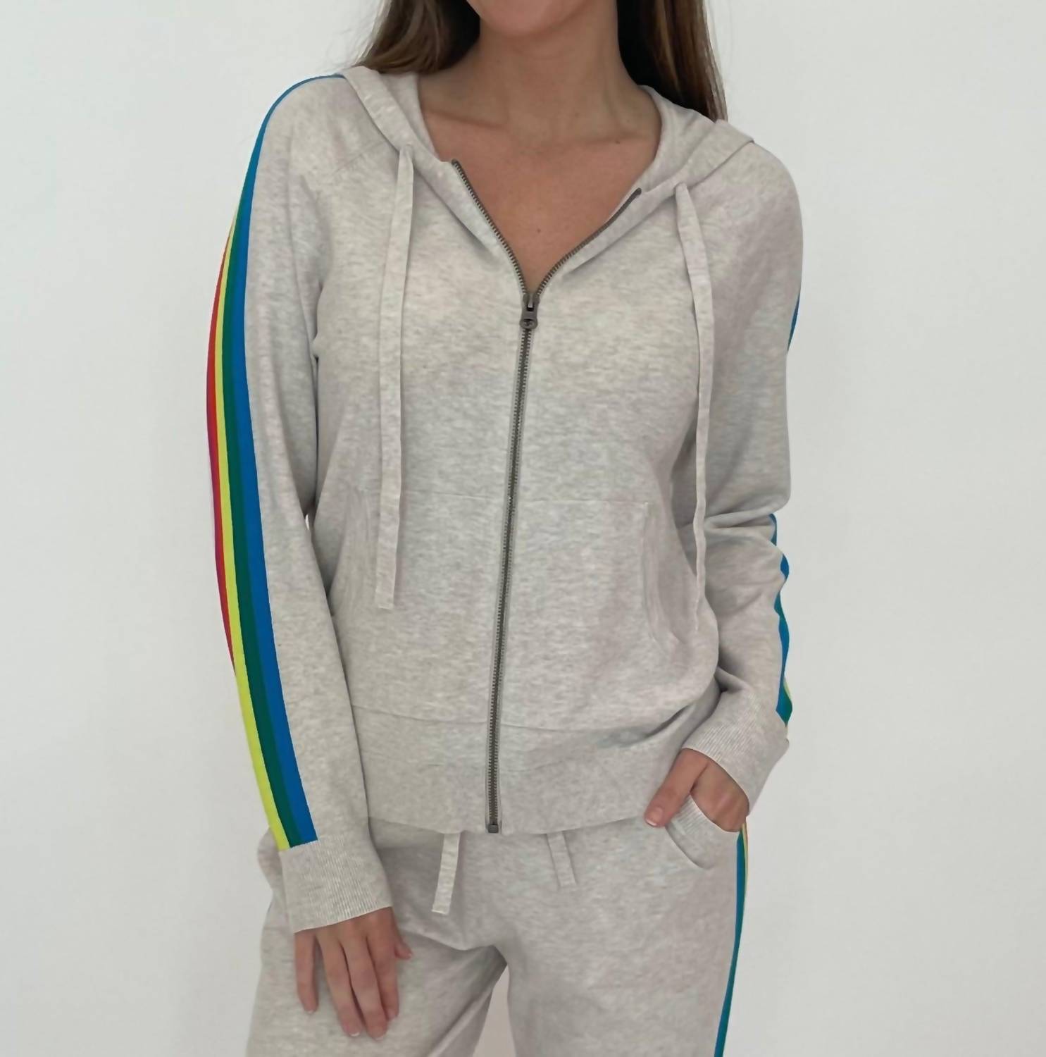 J. Society - Striped Sleeve Zip Hoodie