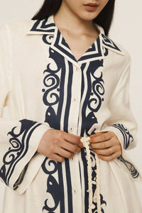 Alemais - Marine Linen Midi Shirt Dress