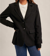 Hem & Thread Cuff Rib Layered Blazer in black - women's jacket