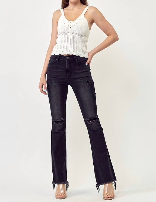 Risen - Flare Distressed Knee Jeans