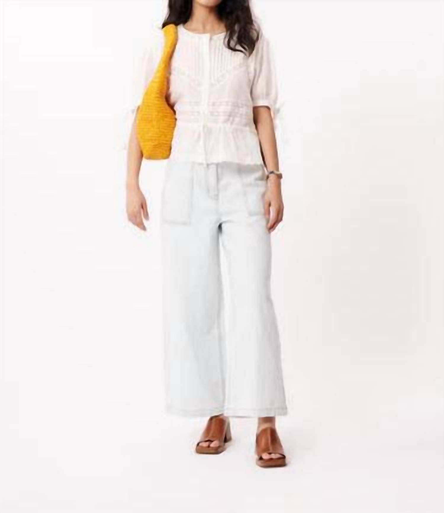 FRNCH Women's Anays Woven Blouse Top in cream - women's blouse