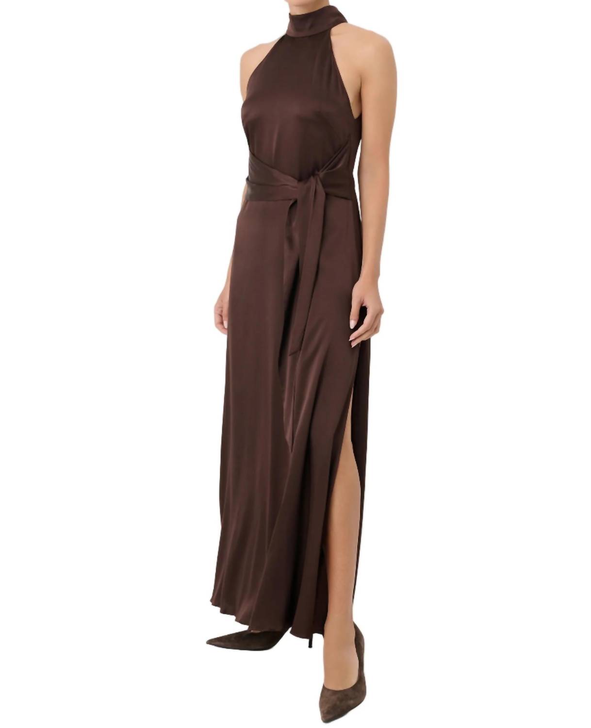 Toccin - Jocelyn Tie-Front Satin Maxi Dress