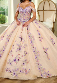 Rachel Allan - Embroidered Cold Shoulder Ballgown