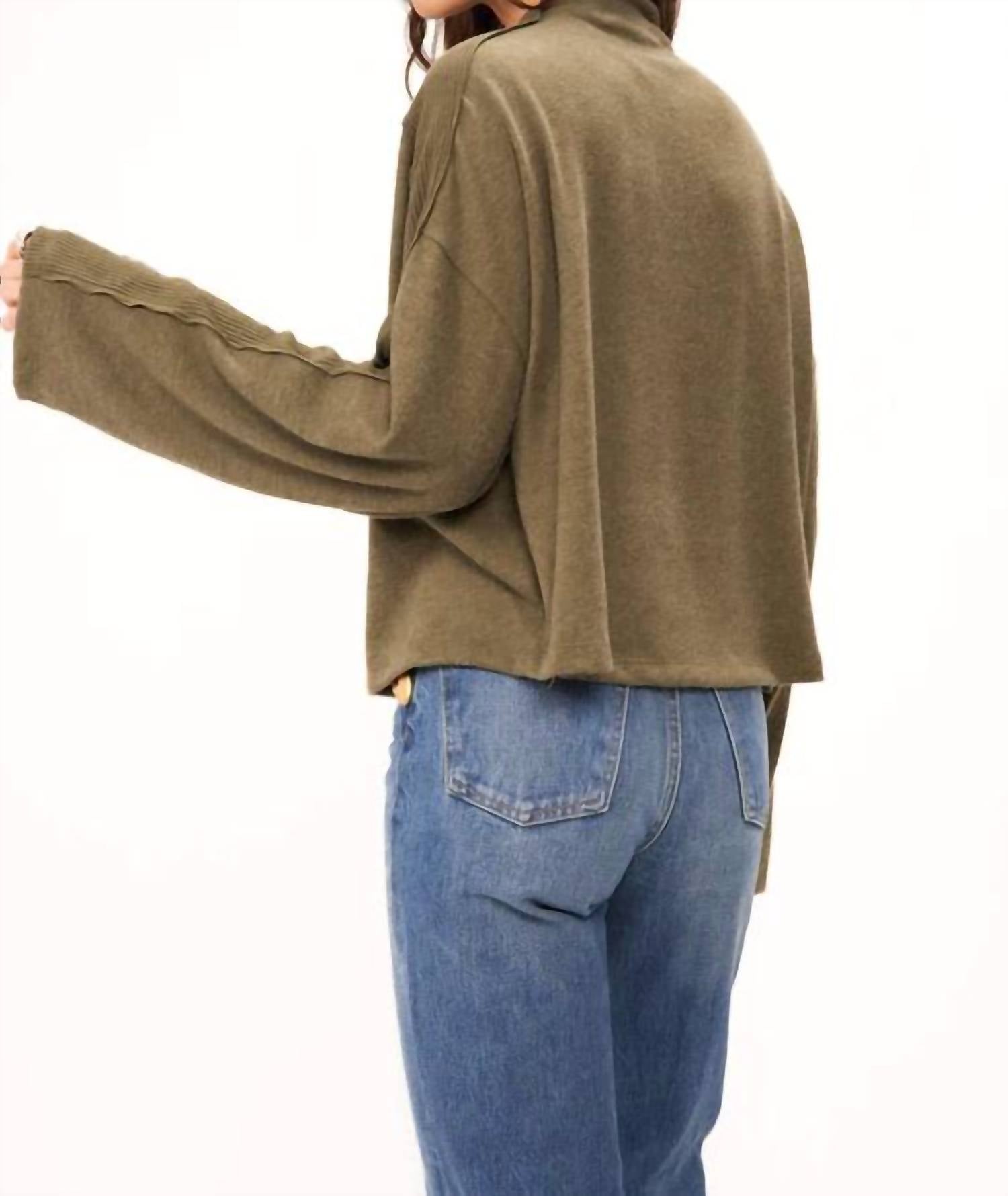 PROJECT SOCIAL T Modern Lover Cozy Top in alpine moss - women's long sleeve top - alternate view