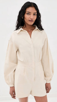 Line And Dot - Long Sleeve Shorts Romper