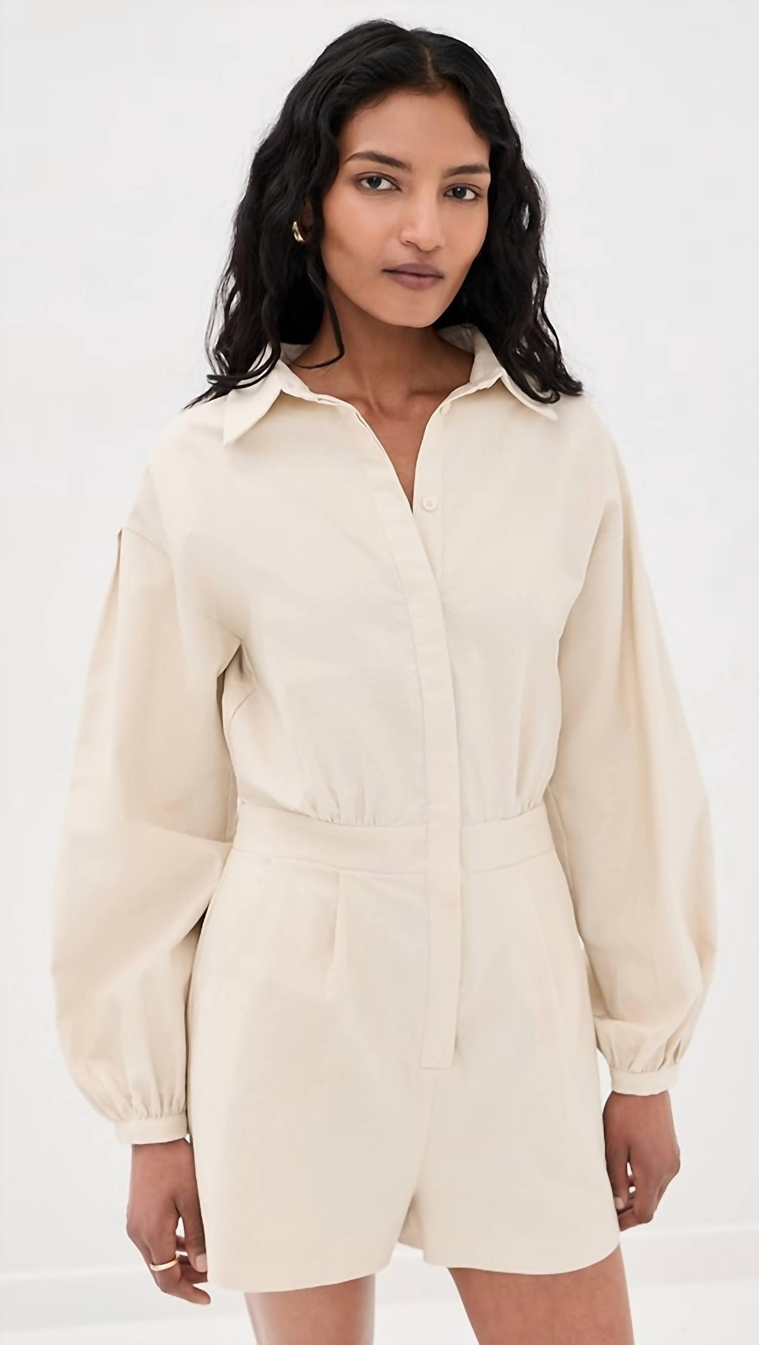 Line And Dot - Long Sleeve Shorts Romper