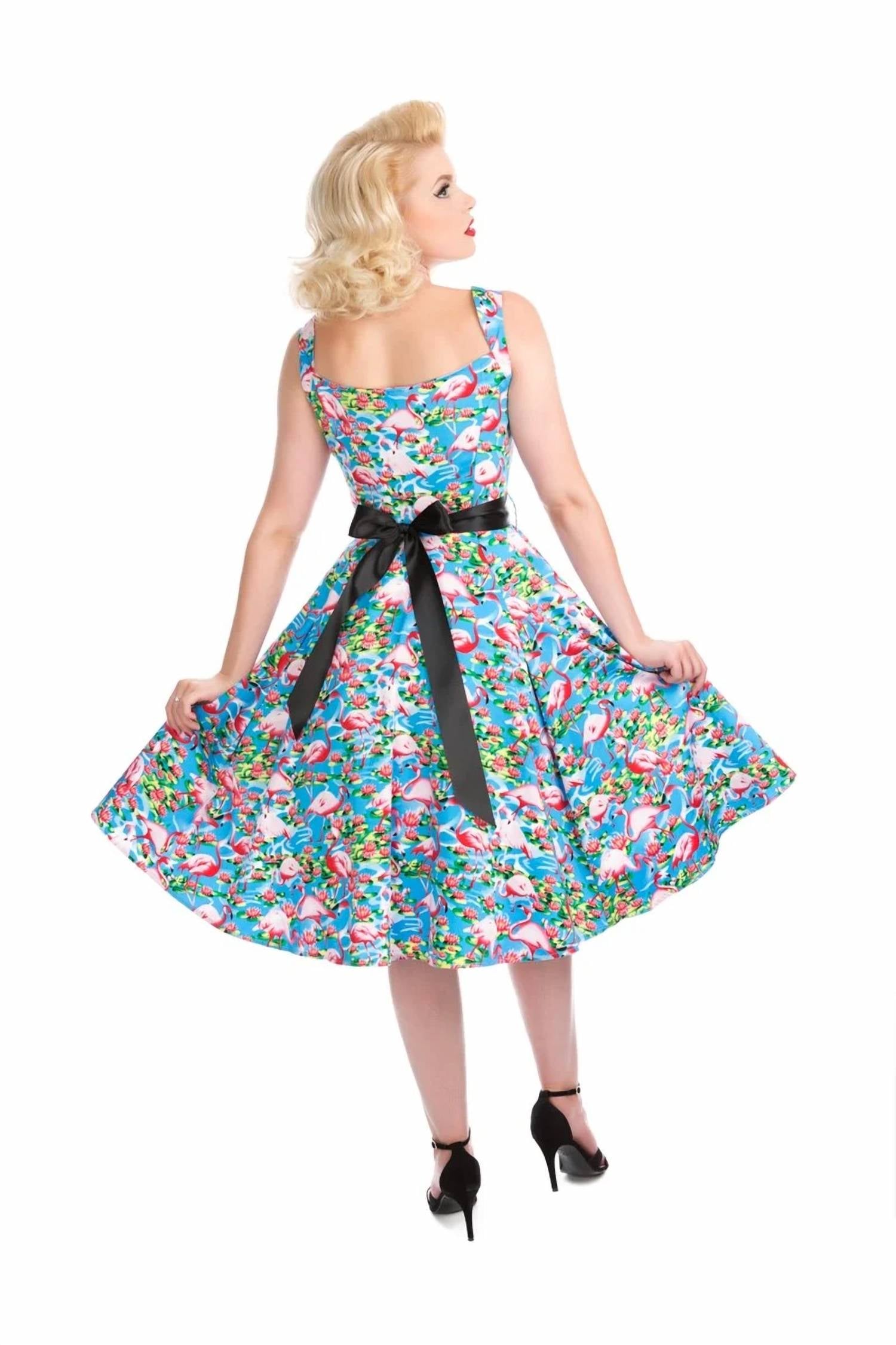 Orchid Bloom - Sleeveless Flamingo Swing Dress