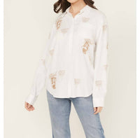 Blue B - Boot Stitch Cowgirl Embroidered Button-up