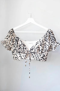 The Vintage Shop - Women's Animal Print Ruched Tie Front Crop Top