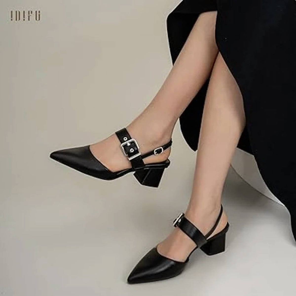 Idifu - Women's Pointy Toe Buckle Heels
