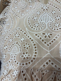 Jade Fit and Flare Flutter Sleeves dress in khaki embroidered - women's dress - alternate view