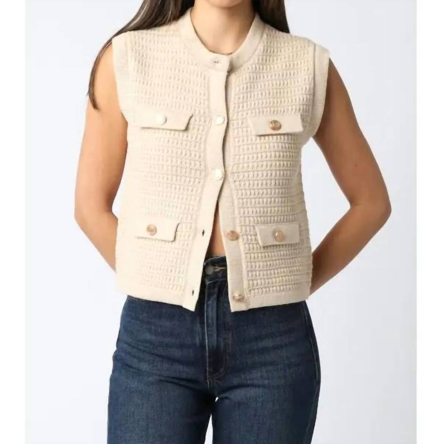 Olivaceous - Selena Button Knit Top