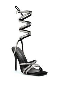 Azalea Wang - Women's Lunarlight Lace Up Calf High Bling Sandal