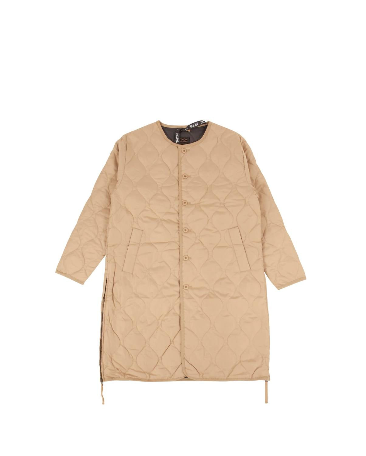 Taion - Women's Military Crew Neck Down Long Jacket