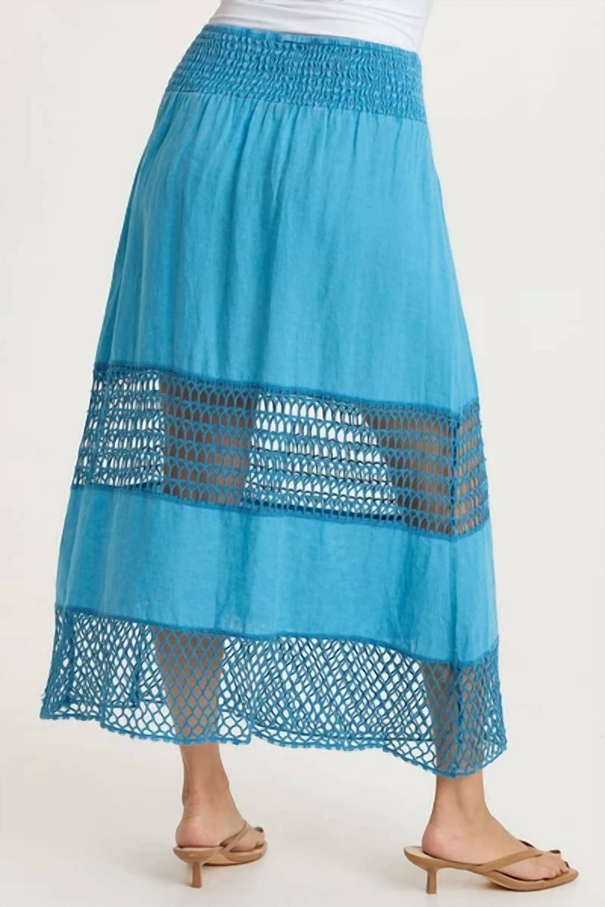 Xcvi - Fola Tiered Linen Crochet Skirt