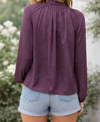 Joy Joy Peasant blouse in mulberry - women's blouse - detail view
