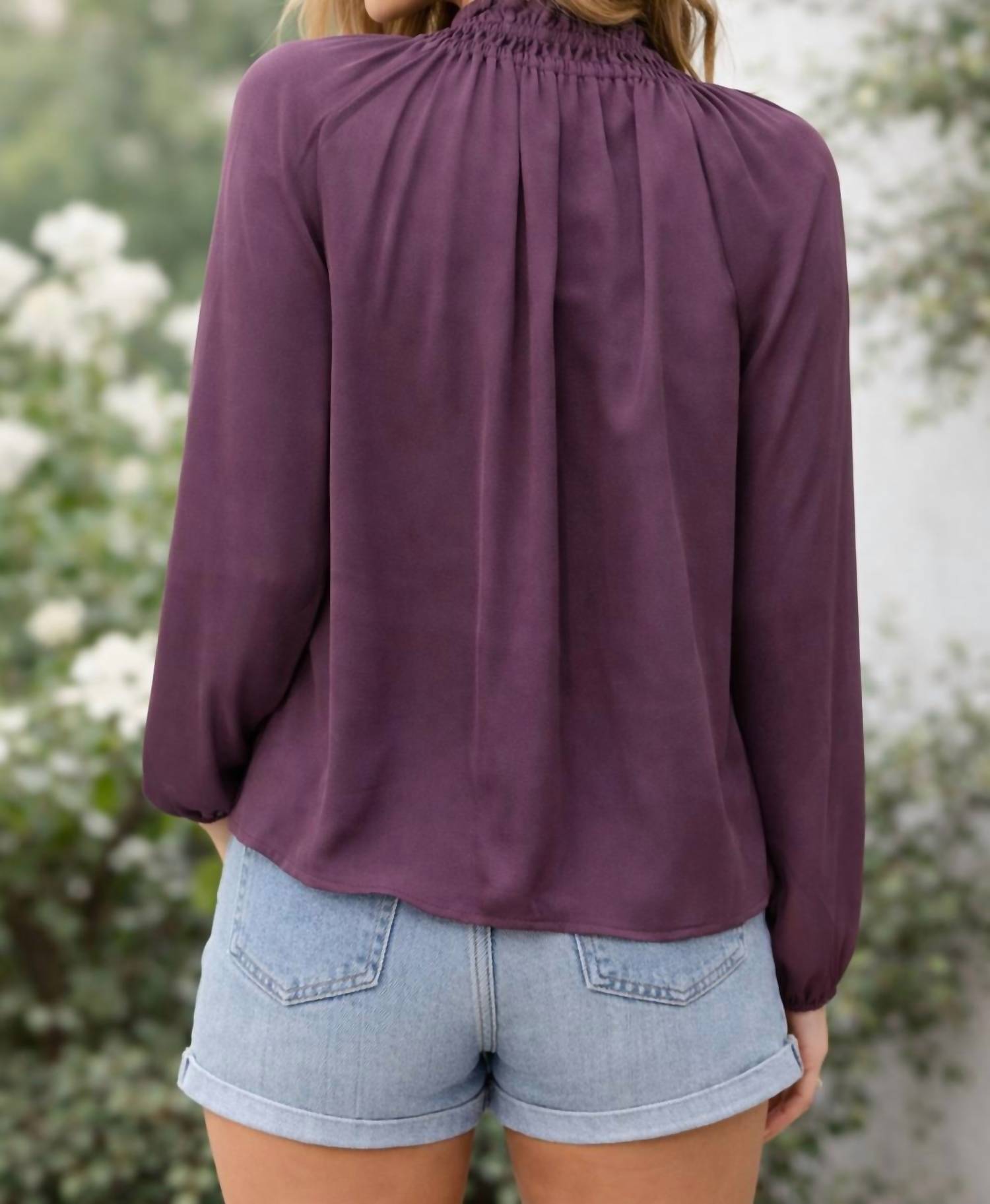 Joy Joy Peasant blouse in mulberry - women's blouse - detail view